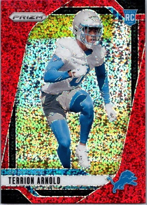 2024 -Terrion Arnold- Panini Prizm Red Sparkle SSP Rookie Football Card #389