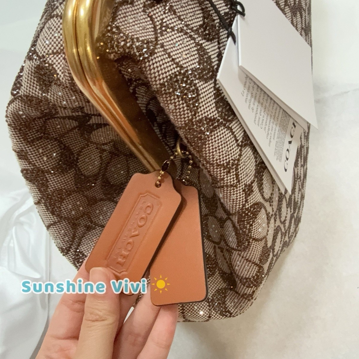 NWT Coach CRYSTAL Large Oversized Kisslock Frame Bag Burnished