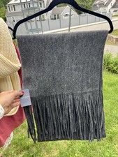 Lucky Brand Charcoal Gray Fringe Scarf NWT Soft Winter Wrap