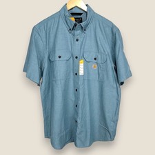 Carhartt Loose Fit Midweight Chambray Shirt Men Large Blue Short Sleeve Workwear