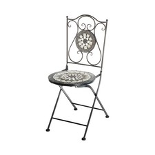 Gartenstuhl Klappstuhl Mosaikstuhl Metallstuhl Sitzmöbel - Höhe 88 cm - grau