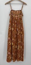 American Eagle Dress Womens Small Orange Brown Floral Maxi Sleeveless Boho