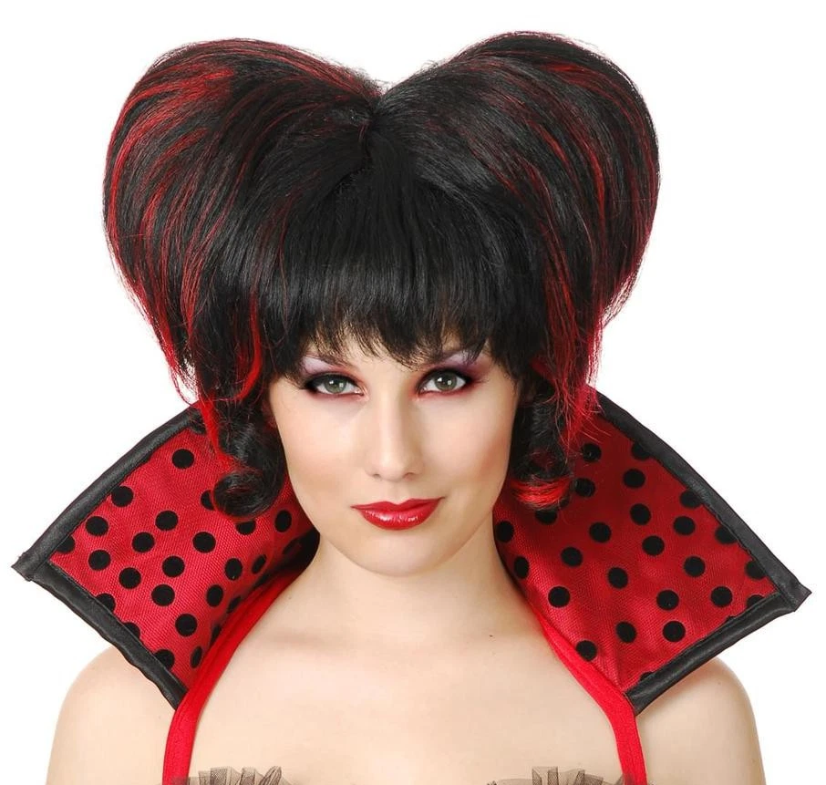 CHARADES GÓTICO REINA DE CORAZONES NEGROS PELUCA ABATIBLE HALLOWEEN DISFRAZ ACCESORIO 60408 Foto 2 de 3