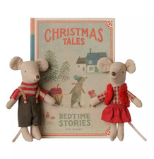 Maileg Christmas twin mice, Little sister and brother in book NEW