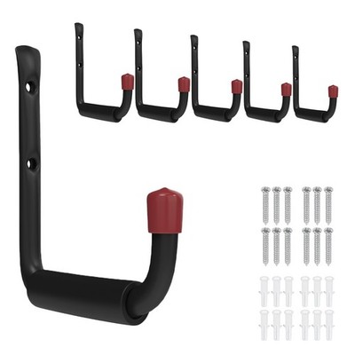 6 Pack Garage Hooks Heavy Duty, 5.51 Inch Easy to Install Steel Ladder Storag...