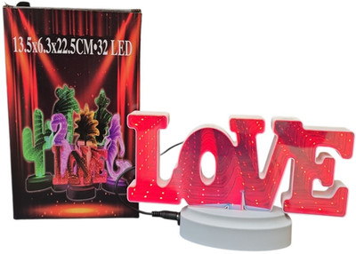 3D Infinity Spiegel LED LOVE Zeichen Licht optische Täuschung Tunnel Lampe rot 32 LED