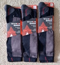   3 PAIR WIGWAM SNOW HELLION PRO MERINO WOOL SKI HUNTING BOOT SOCKS   sz 12-15