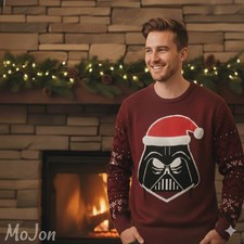 Christmas Star Wars Men's Pullover Sweater Darth Vader Santa Heavyweight- Large
