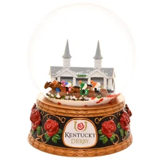 Tree Buddees x Kentucky Derby Snow Globe with Snow & Rose Petals Churchill Downs