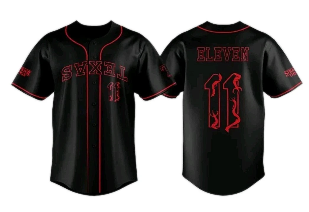 Custom 2025 Texas Rangers Stranger Things Special Edition 3D Print Black Jersey