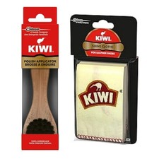Kiwi Shoe Polish Applicator Brush  Shine Cloths 2ct 100 Cotton Leather Care
