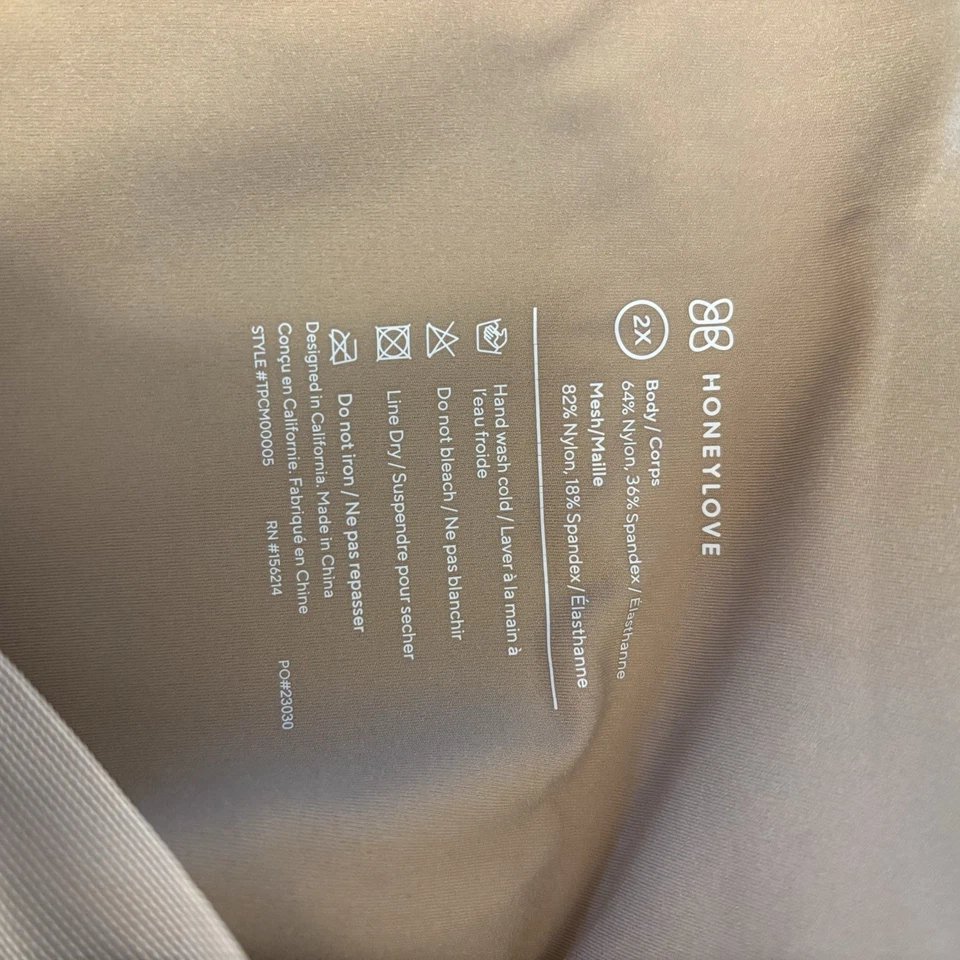 Cami Honeylove CrossOver Color: Arena Cuello en V con malla Talla 2X. Compresión Foto 4 de 4