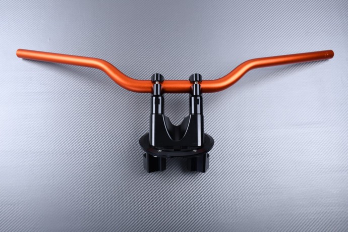 Pontets riser orange et noir en alu CNC pour guidon de YAMAHA TMAX 560 SJ18
