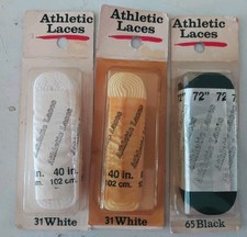 General Shoelace Co. Vintage Athletic Shoelaces 3 Pairs White & Black USA Made
