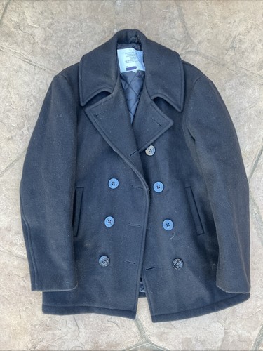 Vintage Military Issue Navy Pea Coat Wool Made in USA 80s?