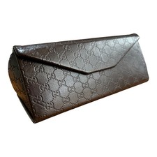 Genuine Gucci Eyeglasses Sunglasses Case Folding Triangle Hard Side Brown