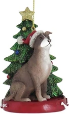 Kurt Adler American Pitbull with Santa Hat Christmas Tree Ornament, 4.25 "
