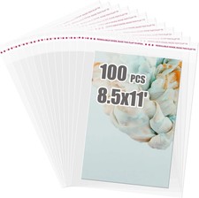 Self-Sealing Clear Bags 100 Pack for 8.5x11 Mats, 8.67x11.02 Resealable