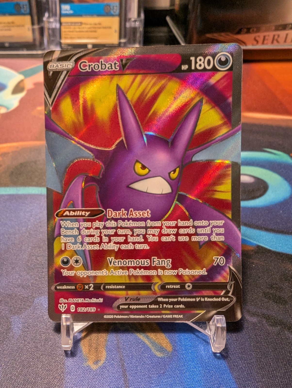 Crobat V - 182/189 - Pokemon Darkness Ablaze Sword & Shield Full Art Card NM