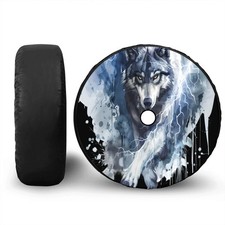 Spare Tire Cover w/ Camera Hole Wolf Design Jeep Wrangler RV SUV 4x4