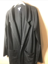 Lularoe Black Jacket Tunic Open Front Blazer Womens  Medium Relaxed Fit Stretch
