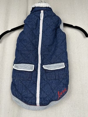 Dog Jacker Navy Denim White Fleece Lining  Red Buttons | ED