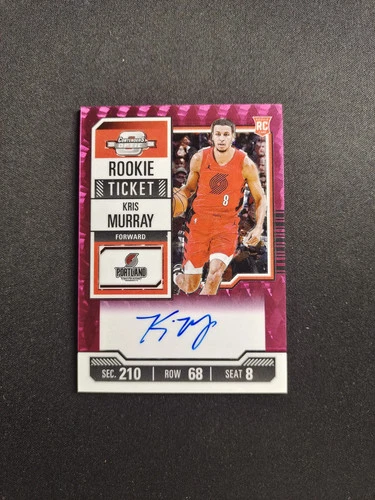 2023-24 Panini Contenders Optic Kris Murray 5/13 RC Auto Pink Fotl #127 XV44
