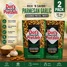 Dot's Pretzels Parmesan Garlic Seasoned Pretzel Twists Snack, 16 oz PACK OF 2