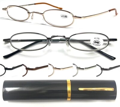 Tragbare leicht zu tragende ovale Metall Lesebrille Aluminiumlegierung Stift Tube Etui L275