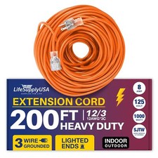 200ft Power Outdoor Extension Cord  Indoor - Waterproof Electric Drop Cord