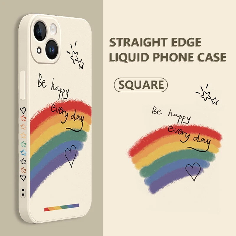 For iPhone 15 14 13 12 11 Pro Max XS XR 8 Rainbow Patterned Silicone Case Cover - Image 3 of 4