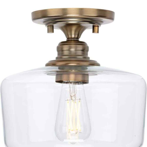 Progress Lighting Aiken Collection 1-Light Vintage Brass Clear Glass Farmhouse - Picture 4 of 16