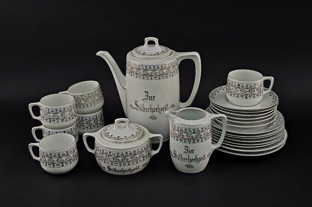 99840933 Porzellan-Kaffee-Service Silver Wedding Um 1900 Bavaria