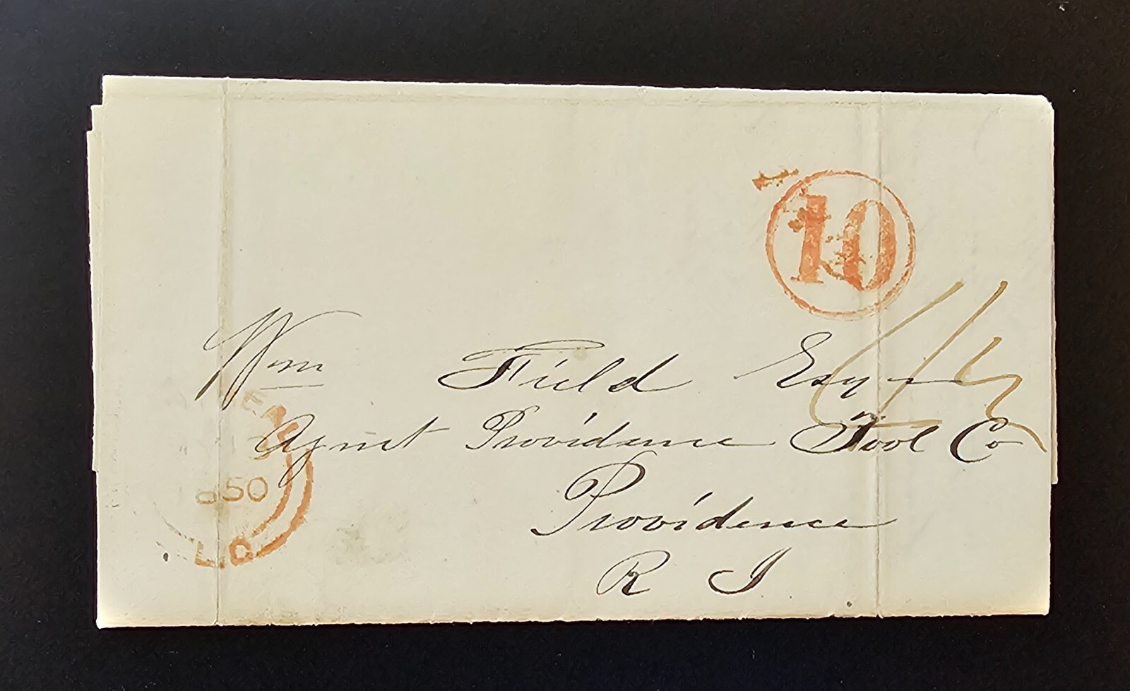 Canada 1850 Very Old Pre Stamp Stampless Cover Montreal To Providence canada-1850-very-old-pre-stamp-stampless-cover-montreal-to-providence