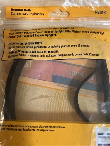Durabelt 67012 for Dirt Devil 12 Vacuum Cleaner Replacement Belts (2-Pack) NEW - Picture 2 of 6