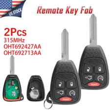 2 Keyless Remote Key Fob 5 Button for Jeep Grand Cherokee Commander Liberty ID46