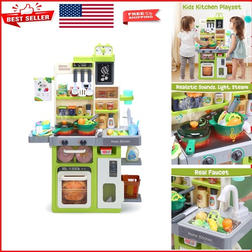 Kids Kitchen Playset with Lights & Sounds - Realistic Play Sink & Accessories