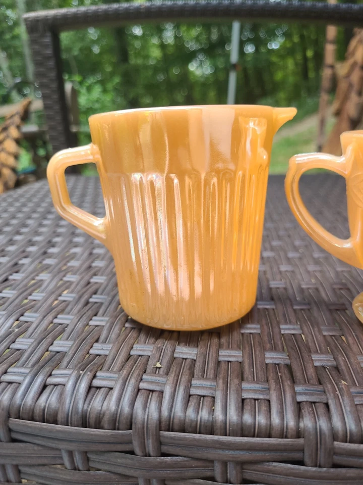 Crema y azúcar vintage Fire King Peach Lustre Ware - Luster Ware Foto 2 de 4