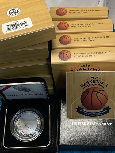 2020 BASKETBALL HALL OF FAME PROOF SILVER DOLLAR. Früher Kauf USA postfrisch (20cc) - Bild 8 von 8