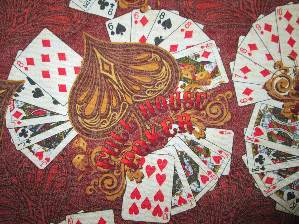 BARAJA DE CARTAS FULL HOUSE POKER JUEGO TELA ALGODÓN MARRÓN FQ Foto 2 de 4