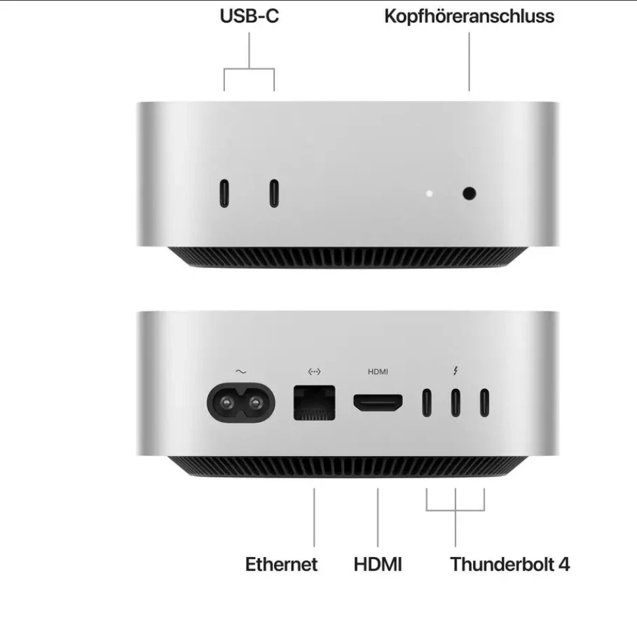 Apple Mac Mini M4 2024 - 10/10-Core, 16GB RAM , 1TB SSD, silber, MwSt. - Bild 2 von 2