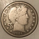 1906-o Barber half dollar,  fine detail  ,   scarce