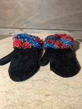 HONORS OSFM Girls Youth Large Mittens BLACK MULTICOLOR ACRYLIC AND SPANDEX