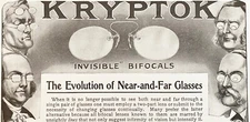 KRYPTOK Invisible Bifocal Glasses 1905 Print Ad~Frame-Worthy Optical Office Art!