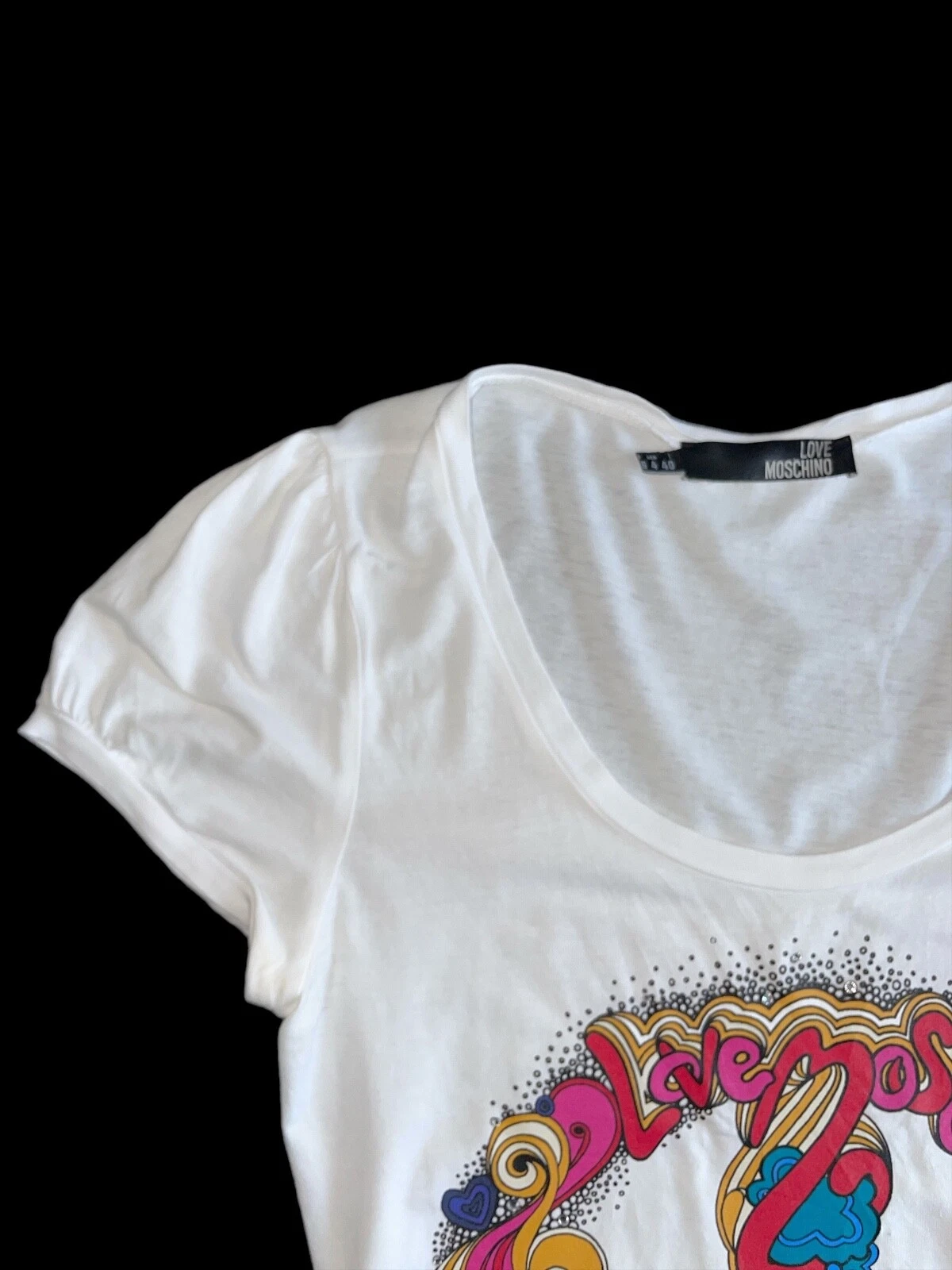 T shirt donna designer LOVE MOSCHINO mini abito bianco taglia XS