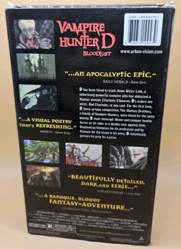 Vampire Hunter D: Bloodlust (VHS, 2001 ) Urban Vision Andrew Philpot Insert - Picture 2 of 4