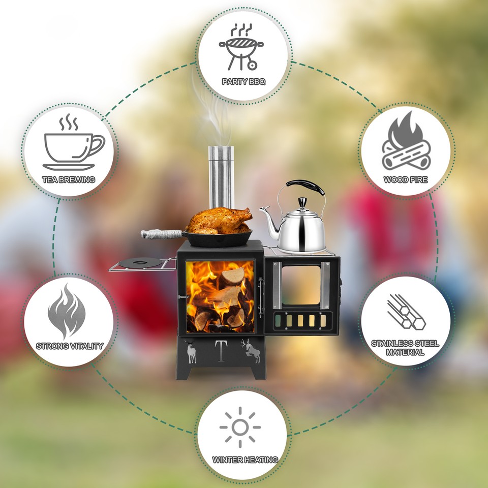 Wood Burning Stove, Tent Stove for Heating, Camping Stove include Pipes