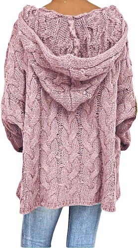 Women's V Neck Pullover Oversized Knit Hoodie Long Sleeve Blouse SZ 3XL - Picture 3 of 6