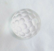 FROSTED GLASS GOLF BALL PAPERWEIGHT COMPLETE WITH DIMPLES DECORATIVE COLLECTIBLE