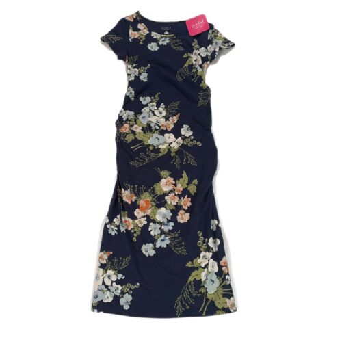 Ingrid & Isabel Maternity Women Dress Medium Navy Blue Floral Stretchy XS